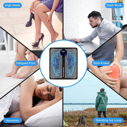 Lifelong EMS Foot Massager - Electric Foot Massager Machine for Pain Relief - 8 Modes, 19 Intensity Levels - Rechargeable, Wireless, Portable - CARTitCARTitCARTit