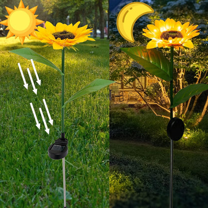 Sunflower Solar LED Garden Decor Lights – Auto Charging Waterproof Outdoor Stake Lights (Set of 2) - CARTitCARTitCARTit