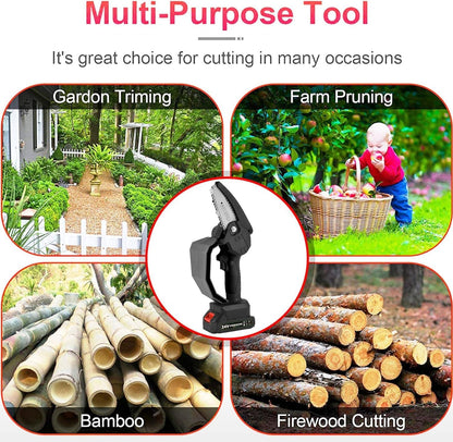 Mini Chainsaw 4 - Inch – 48V Cordless Handheld Electric Chainsaw with Safety Lock & One Large Battery | Tree Trimming & Wood Cutting Tool - CARTitCARTitCARTit