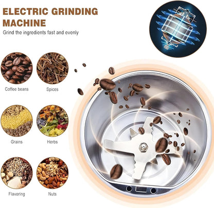 Coffee & Spice Grinder - 4 - Blade Electric Coffee & Spice Grinder – Stainless Steel Portable Mixer for Masala, Herbs, Dry Spices & Nuts – Push Button Control, Compact & Durable for Home Kitchen - CARTitCARTitCARTit