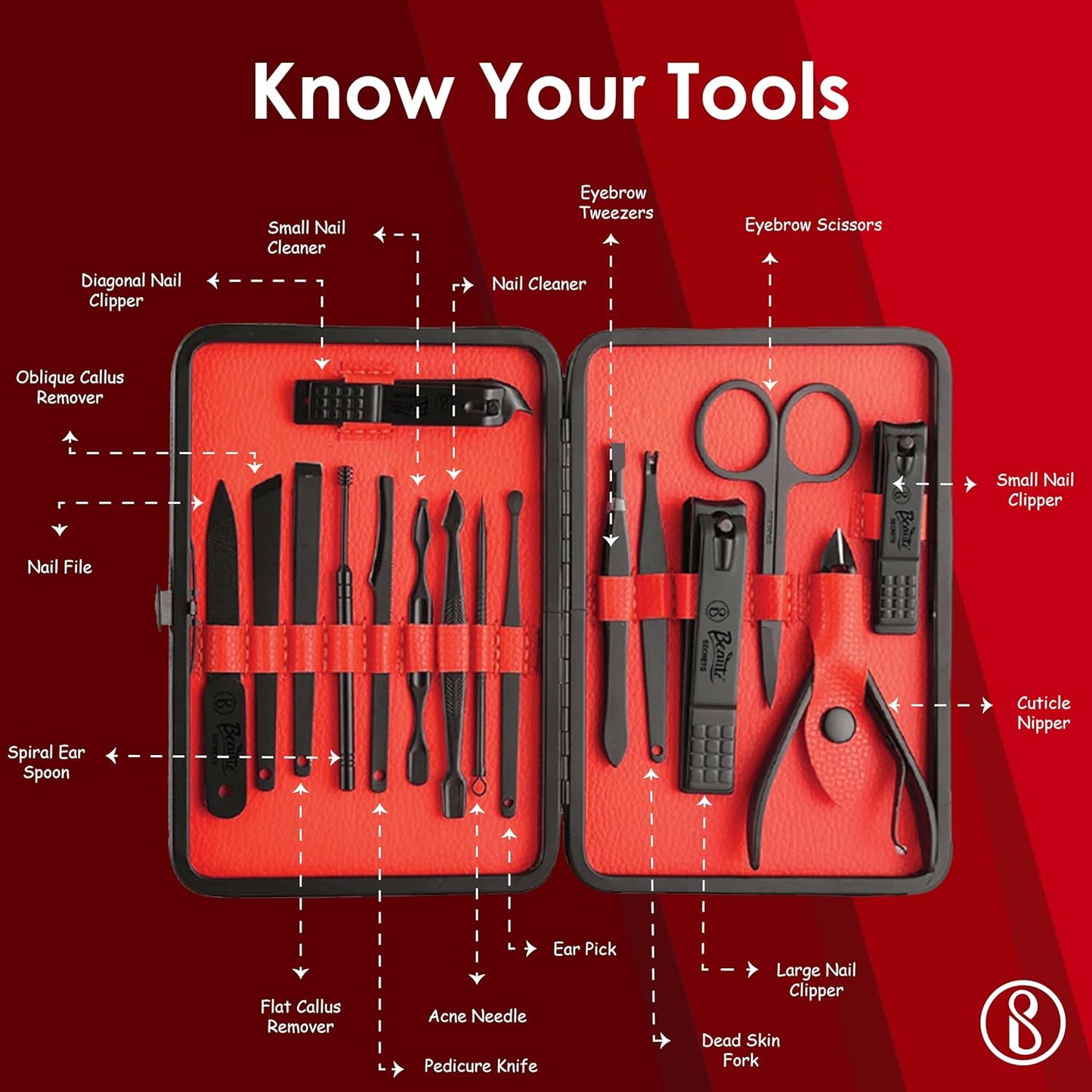 Beauté Secrets Manicure Set Nail Clippers, Stainless Steel Face Scissors Grooming Kit with Peeling Knife, Nail Cleaning Knife, Acne needle, Blackhead Tool... - CARTitCARTitCARTit
