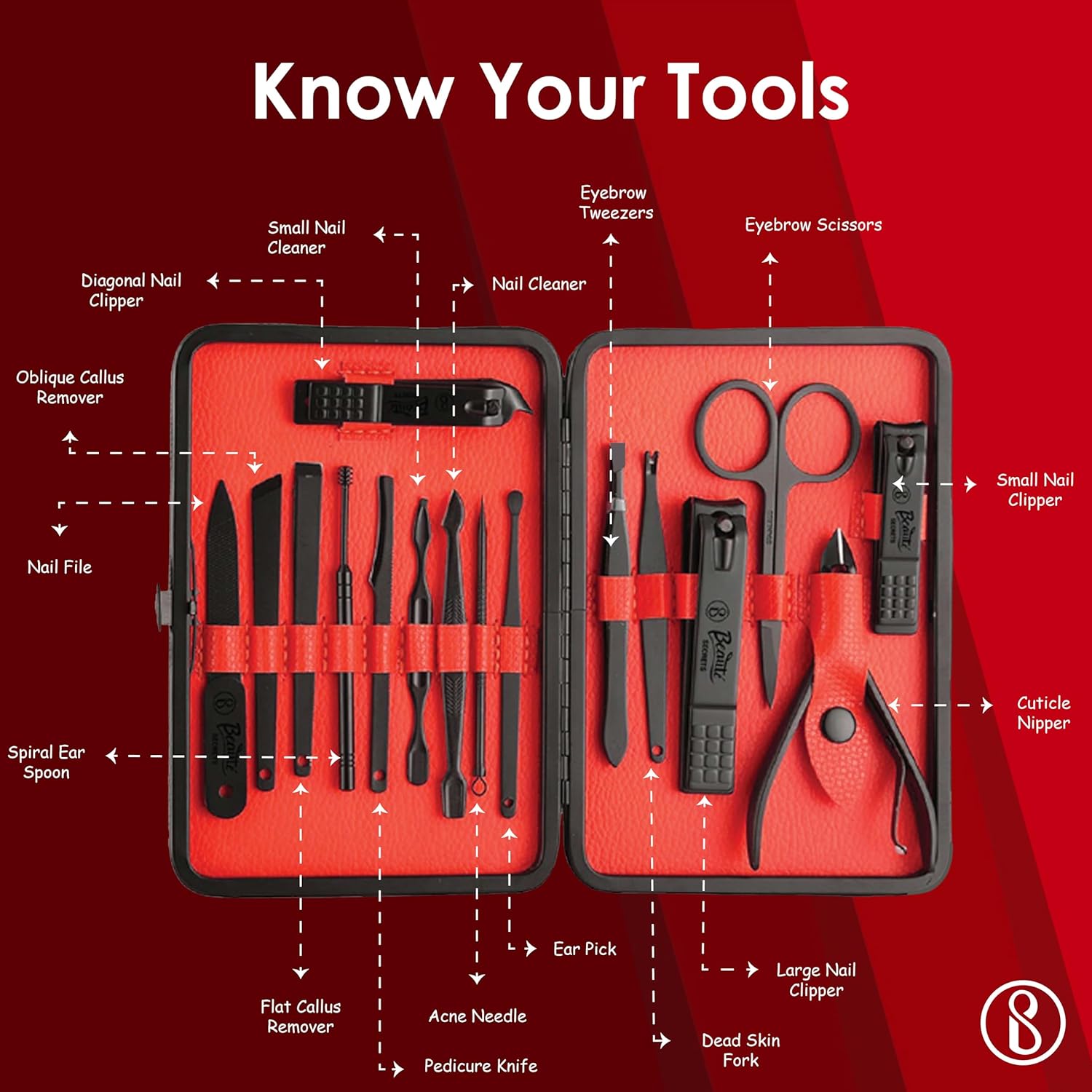 Beauté Secrets Manicure Set Nail Clippers, Stainless Steel Face Scissors Grooming Kit with Peeling Knife, Nail Cleaning Knife, Acne needle, Blackhead Tool... - CARTitCARTitCARTit