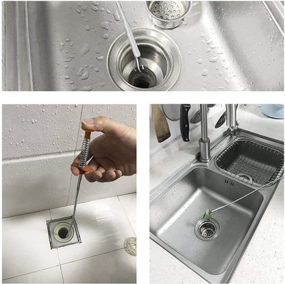 Stainless Steel Drain Pipe Cleaning Spring Stick, Hair Catching Pipe Cleaning Claw Wire, Sink Stick Sewer Sink Tub Dredge Remover, Spring Drain Basin Cleaner Tool (160 Cm) - CARTitCARTitCARTit