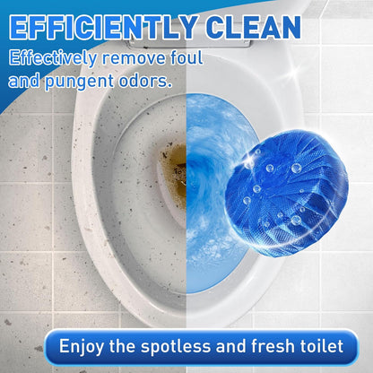 Automatic Flush Toilet Bowl Cleaner Tablets, Bathroom Toilet Tank Cleaner, Powerful Cleaning Ball Toilet Blue Deep Clean Bubbles, Mild Lemon Scent Pack of 10 - CARTitCARTitCARTit