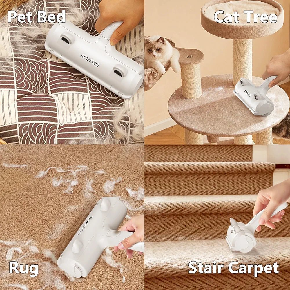 Pet Hair Remover Roller – Reusable Fur Remover Brush for Dogs & Cats | Self - Cleaning Lint Roller for Furniture, Carpet, Bedding, Clothes (White+Blue) - CARTitCARTitCARTit