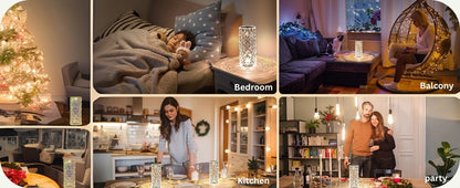 Crystal Diamond LED Table Lamp | 16 Colour Changing Touch Bedside Night Light with Remote | USB Rechargeable Decorative Lamp for Bedroom, Living Room, Party & Dinner - CARTitCARTitCARTit